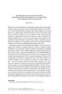 The Implications of Neurobiology on the Study and Interpretation of Scripture
