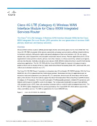 Cisco 4G LTE (Category 4) Wireless WAN Interface Module for Cisco 800M Integrated Services Router Data Sheet