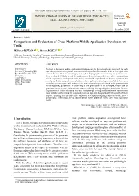 Comparison and Evaluation of Cross Platform Mobile Application Development Tools