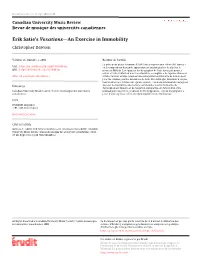 Erik Satie's Vexations—An Exercise in Immobility Christopher Dawson