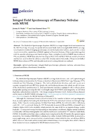 Integral Field Spectroscopy of Planetary Nebulae with MUSE