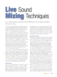 Live Sound Mixing Techniques Part 3 Issue 6