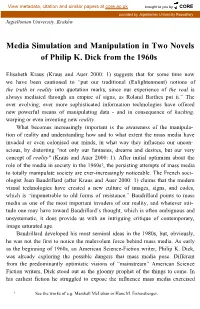 Media Simulation and Manipulation in Two Novels of Philip K. Dick from the 1960S