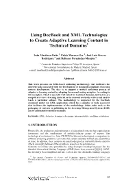 Using Docbook and XML Technologies to Create Adaptive Learning Content in Technical Domains1