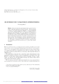 An Introduction to Relativistic Hydrodynamics