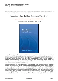 Interview - Bas De Gaay Fortman (Part One) Written by E-International Relations