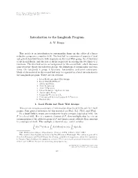 Introduction to the Langlands Program