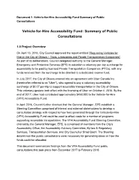 Vehicle-For-Hire Accessibility Fund Summary of Public Consultations