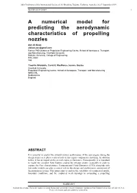 A Numerical Model for Predicting the Aerodynamic Characteristics of Propelling Nozzles