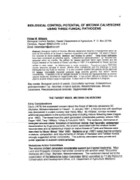 Biological Control Potential of Miconia Calvescens Using Three Fungal Pathogens