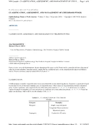 Classification, Assessment, and Management of Child