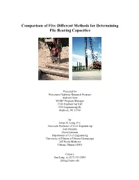 Comparison of Five Different Methods for Determining Pile Bearing Capacities