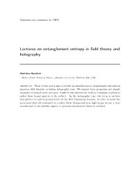 Lectures on Entanglement Entropy in Field Theory and Holography