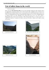 List of Tallest Dams in the World 1 List of Tallest Dams in the World
