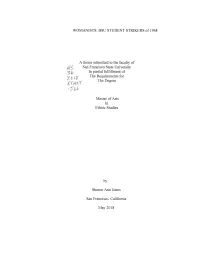 BSU STUDENT STRIKERS of 1968 a Thesis Submitted To