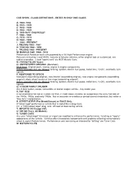 Car Show - Class Definitions - Enter in Only One Class