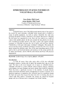 Epidemiology in Knee Injuries in Volleyball Players