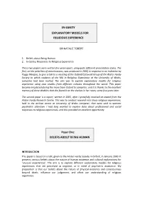 In-Sanity Explanatory Models for Religious Experience