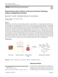 Natural Quinone Dyes: a Review on Structure, Extraction Techniques, Analysis and Application Potential