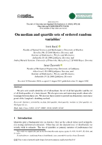 On Median and Quartile Sets of Ordered Random Variables*