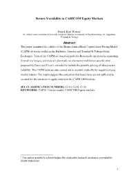 Return Variability in CARICOM Equity Markets