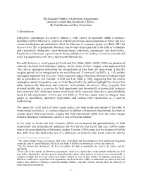 The External Validity of Laboratory Experiments: Qualitative Rather Than Quantitative Effects1 by Judd Kessler and Lise Vesterlund