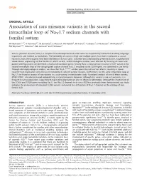 Association of Rare Missense Variants in the Second Intracellular Loop of Nav1.7 Sodium Channels with Familial Autism