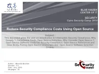 Reduce Security Compliance Costs Using Open Source