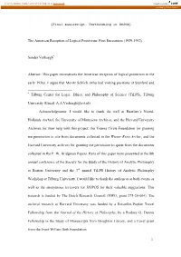 1 the American Reception of Logical Positivism: First Encounters
