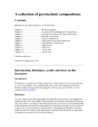 A Collection of Pyrotechnic Compositions Contents
