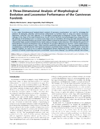 A Three-Dimensional Analysis of Morphological Evolution and Locomotor Performance of the Carnivoran Forelimb