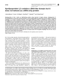 Apolipoprotein L2 Contains a BH3-Like Domain but It Does Not Behave As a BH3-Only Protein