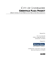 City of Livermore G Reenville P Laza P Roject Draft Initial Study/Mitigated Negative Declaration