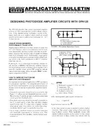 Designing Photodiode Amplifier Circuits with Opa128