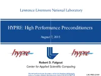HYPRE: High Performance Preconditioners