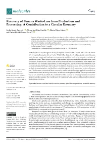 Recovery of Banana Waste-Loss from Production and Processing: a Contribution to a Circular Economy