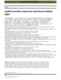 Seabird Mortality Induced by Land-Based Artificial Lights