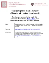 'That Delightful Man': a Study of Frederick Locker (Continued)