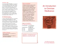 An Introduction to Christian Meditation
