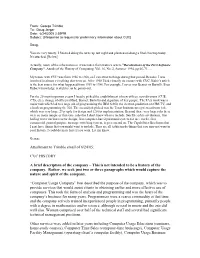 From: George Trimble To: Doug Jerger Date: 6/24/2005 2:59PM Subject: [Response to Request for Preliminary Information About CUC]