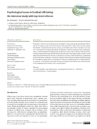 Psychological Issues in Football Officiating: an Interview Study with Top-Level Referees