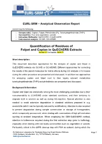 Quantification of Residues of Folpet and Captan in Quechers Extracts Version 3.1 (Last Update: 06.04.17)
