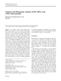 Sequence and Phylogenetic Analysis of SSU Rrna Gene of Five Microsporidia