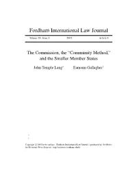 The Commission, the "Community Method," and the Smaller Member States