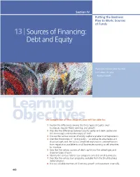 13 Sources of Financing: Debt and Equity
