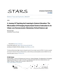 A Journey of Teaching and Learning in Science Education