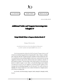Additional Turkic and Tungusic Borrowings Into Yukaghir IV