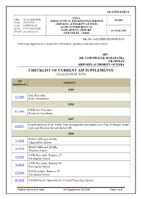 CHECKLIST of CURRENT AIP SUPPLEMENTS (As on 05 MAR 2019)