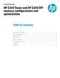 HP Z230 Tower and HP Z230 SFF Memory Configurations and Optimization