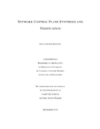 Network Control Plane Synthesis and Verification